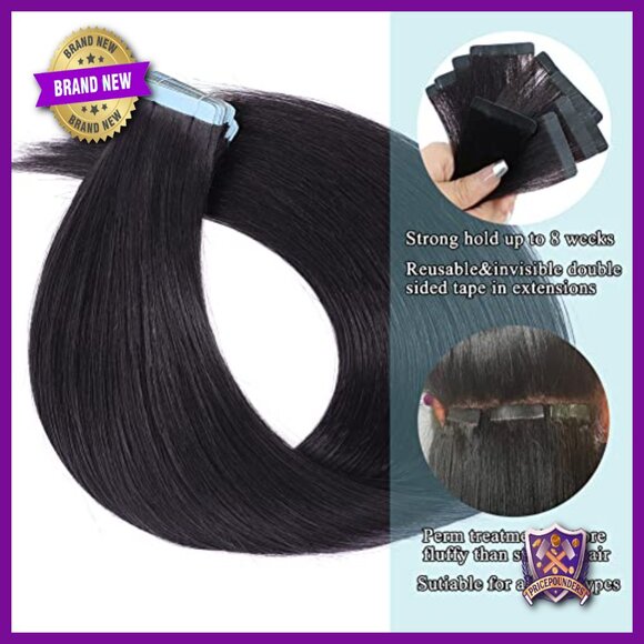 40PCS Human Hair Tape Extensions Yaki Straight 14-22 Inch 80g Seamless main image 4